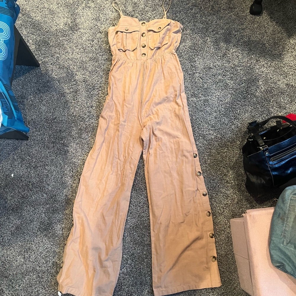 Rivir Tan Button-Down Jumpsuit